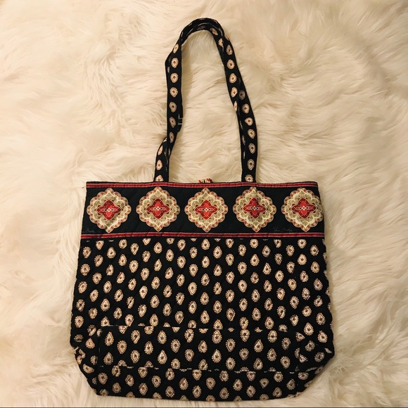 Vera Bradley Retired Classic Black Print Tote Bag - Picture 3 of 5